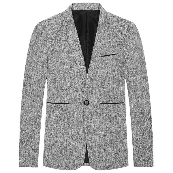 Men's Casual 1 Button Heathered Blazer Jacket - FamilyClothes