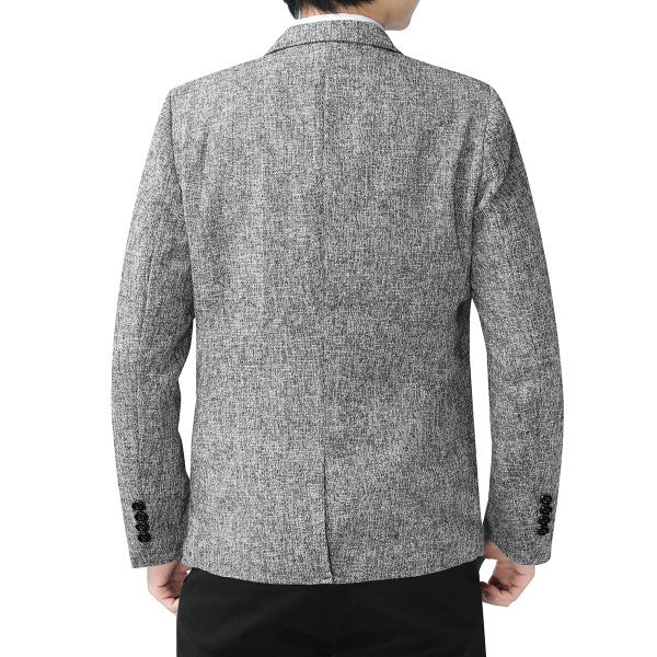 Men's Casual 1 Button Heathered Blazer Jacket - FamilyClothes