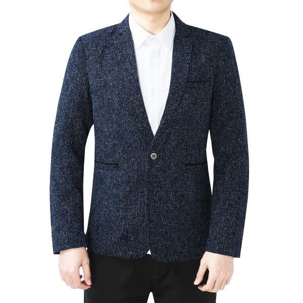 Men's Casual 1 Button Heathered Blazer Jacket - FamilyClothes
