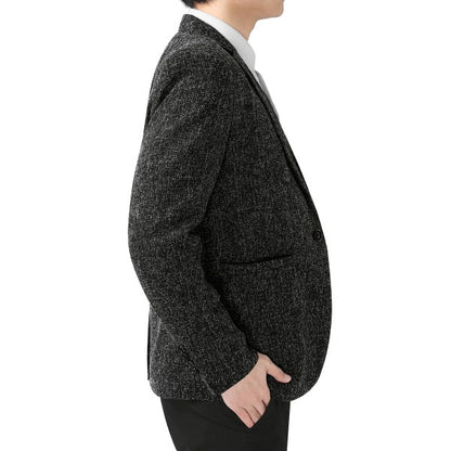 Men's Casual 1 Button Heathered Blazer Jacket - FamilyClothes