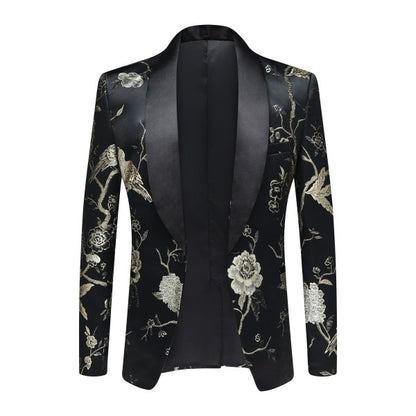 Men's 2 Piece 1 Button Floral Embroidered Suit - FamilyClothes