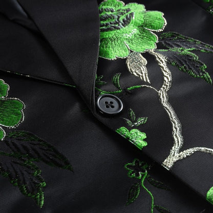 Men's 2 Piece 1 Button Floral Embroidered Suit - FamilyClothes