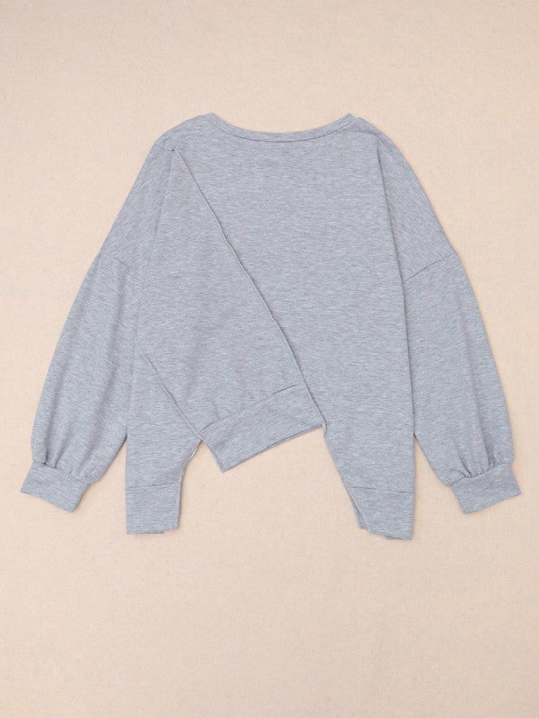Cotton Stitching Irregular Hem Block  Pullover - FamilyClothes