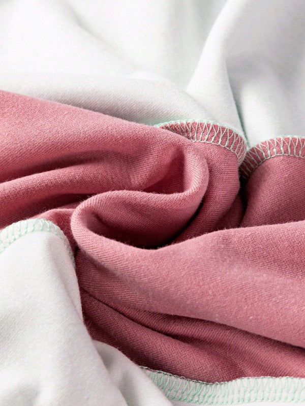 Cotton Stitching Irregular Hem Block  Pullover - FamilyClothes