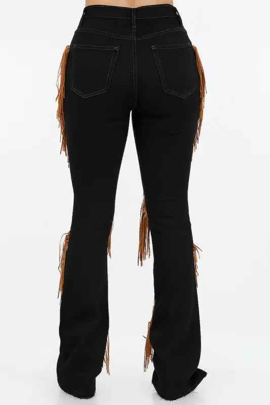 Western Fringe Bootcut Jeans for Trendy Effortless Style - FamilyClothes
