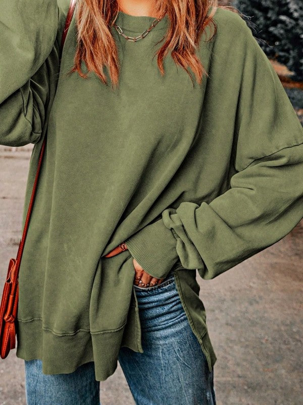 Cotton Acid Mineral Drop Shoulder Relax Sweatshirt - FamilyClothes