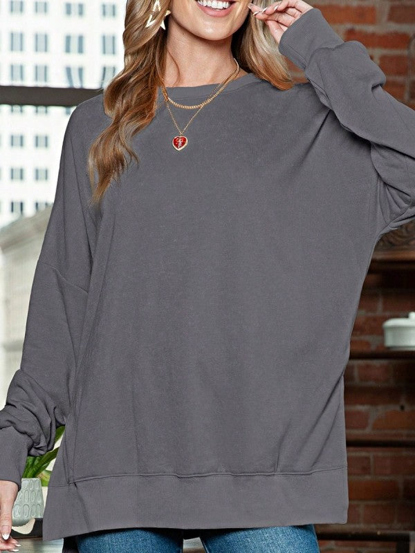 Cotton Acid Mineral Drop Shoulder Relax Sweatshirt - FamilyClothes
