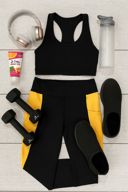 The Yasmine Yellow  Panel Leggings - FamilyClothes