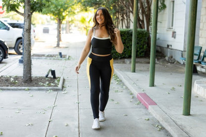 The Yasmine Yellow  Panel Leggings - FamilyClothes