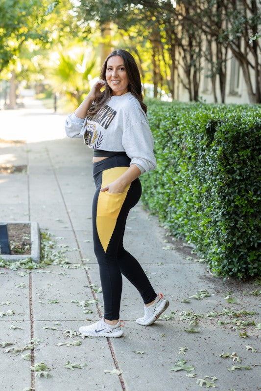 The Yasmine Yellow  Panel Leggings - FamilyClothes