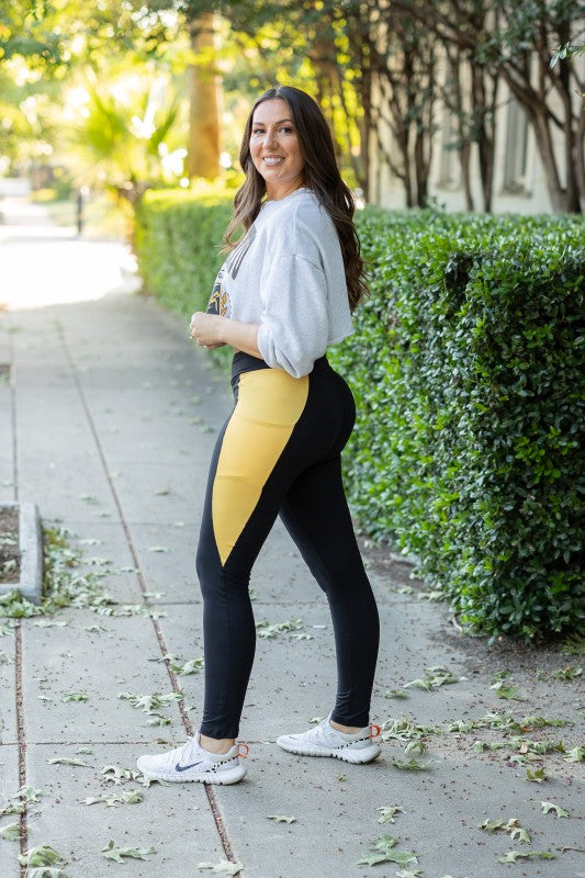 The Yasmine Yellow  Panel Leggings - FamilyClothes