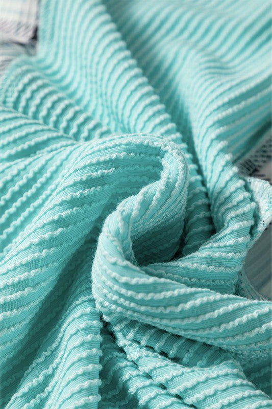 Viscose Corded Texture Plaid Patchwork Split Top - FamilyClothes