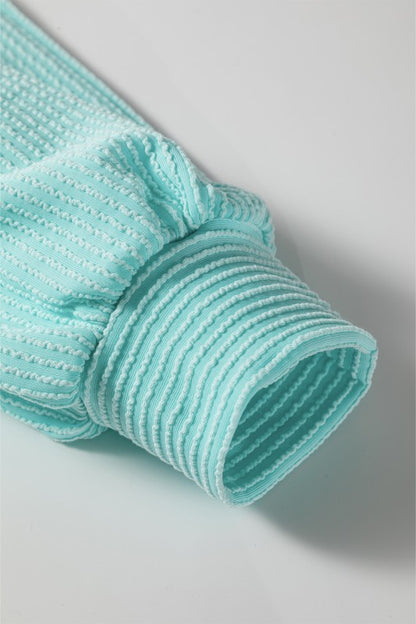 Viscose Corded Texture Plaid Patchwork Split Top - FamilyClothes