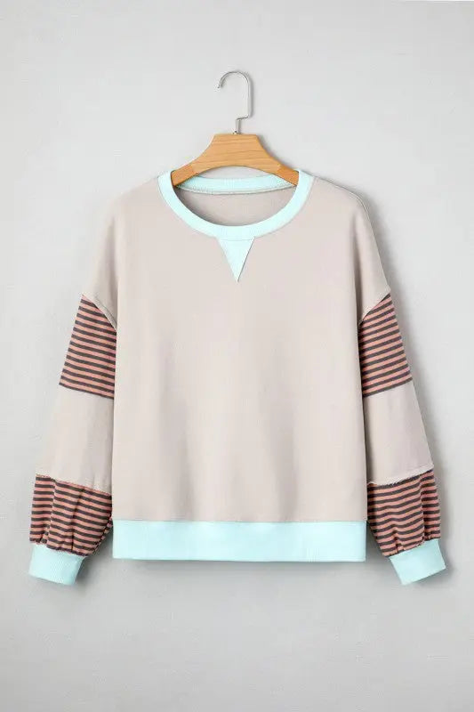 Cotton Colorblock Patchwork Striped  Sweatshirt - FamilyClothes