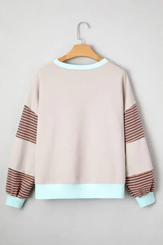 Cotton Colorblock Patchwork Striped  Sweatshirt - FamilyClothes
