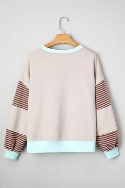 Cotton Colorblock Patchwork Striped  Sweatshirt - FamilyClothes
