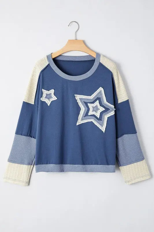 Cotton Patchwork Star Pull Over Sweatshirt - FamilyClothes