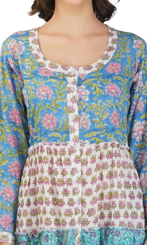 Lotus Blossom Button-Up Maxi Dress - FamilyClothes