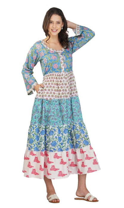 Lotus Blossom Button-Up Maxi Dress - FamilyClothes