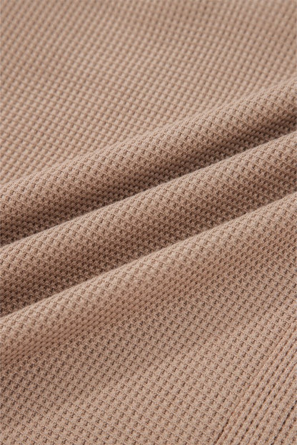 Cotton Waffle Stripe Plaid Patchwork Henley Top - FamilyClothes