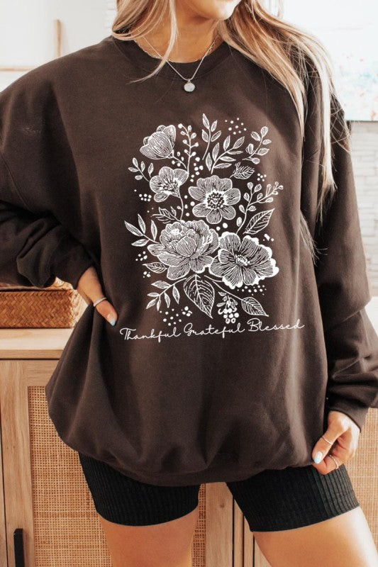 Neutral Thanksgiving Graphic Sweatshirt - FamilyClothes