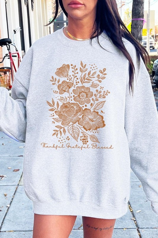 Neutral Thanksgiving Graphic Sweatshirt - FamilyClothes