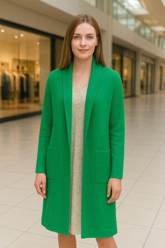 Collard Neck Drop Shoulder Pocket Cardigan - FamilyClothes