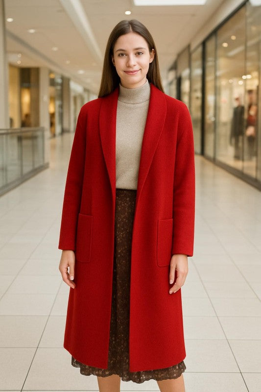 Collard Neck Drop Shoulder Pocket Cardigan - FamilyClothes