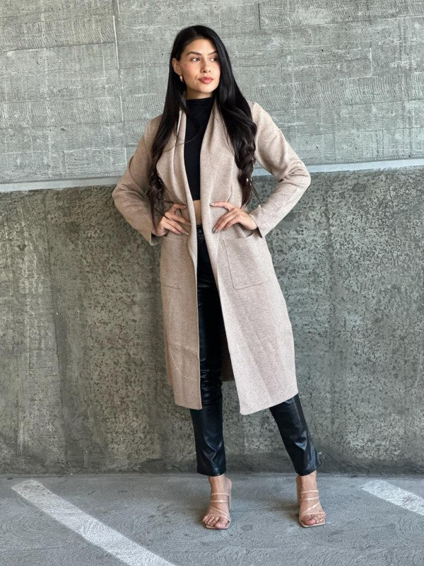 Collard Neck Drop Shoulder Pocket Cardigan - FamilyClothes