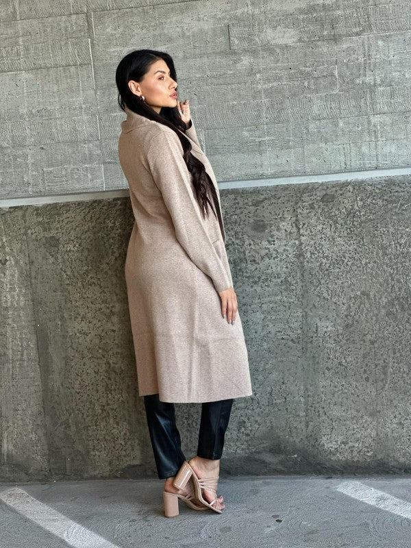 Collard Neck Drop Shoulder Pocket Cardigan - FamilyClothes