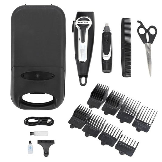 Impress 18-Piece Hair Clipper and Nose Trimmer Set for Ultimate Grooming - FamilyClothes