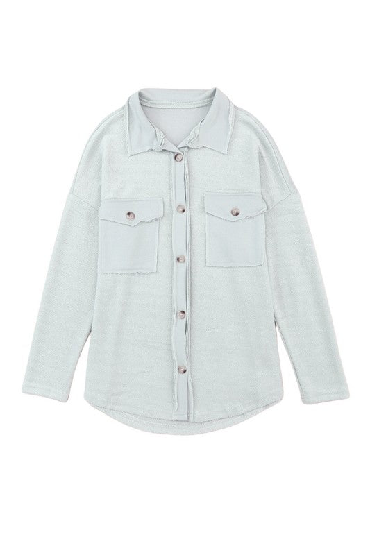 Contrast Flap Pockets Shacket for Effortless Style and Comfort - FamilyClothes