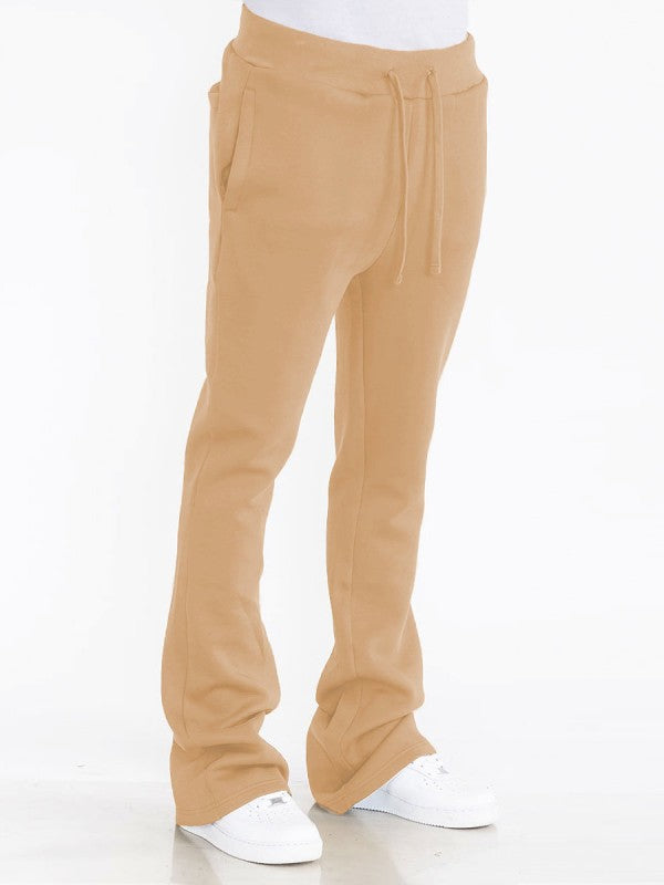 Solid Stacked Flare Track Pants for Ultimate Comfort and Style - FamilyClothes