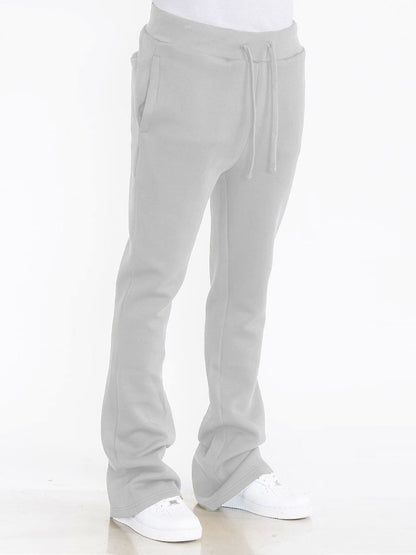 Solid Stacked Flare Track Pants for Ultimate Comfort and Style - FamilyClothes