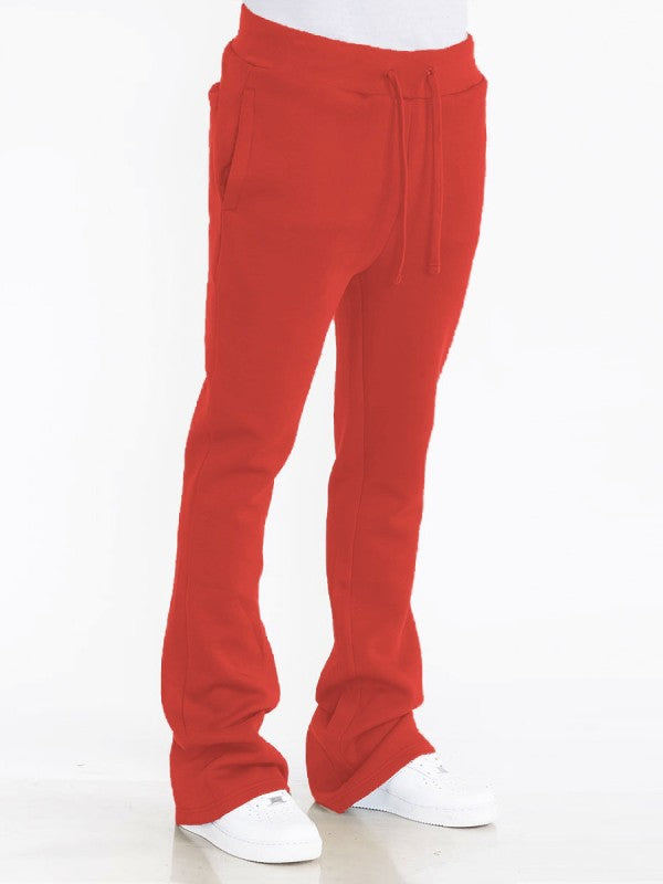 Solid Stacked Flare Track Pants for Ultimate Comfort and Style - FamilyClothes
