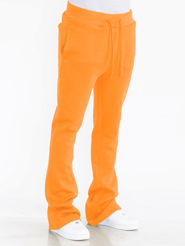 Solid Stacked Flare Track Pants for Ultimate Comfort and Style - FamilyClothes