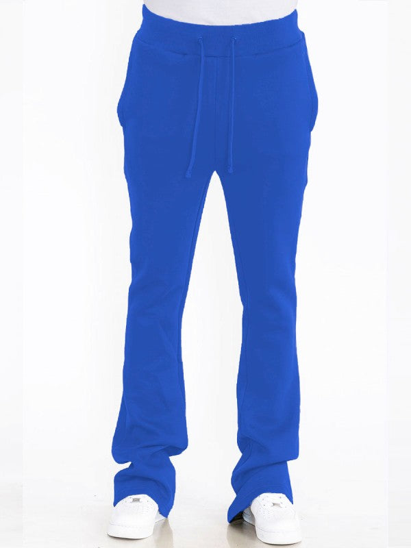 Solid Stacked Flare Track Pants for Ultimate Comfort and Style - FamilyClothes