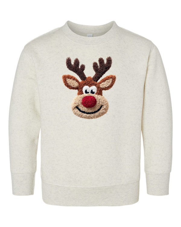 Crochet Reindeer Sweatshirt - Stylish Latch Hook Graphic Design - FamilyClothes