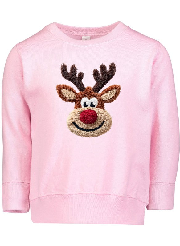 Crochet Reindeer Sweatshirt - Stylish Latch Hook Graphic Design - FamilyClothes