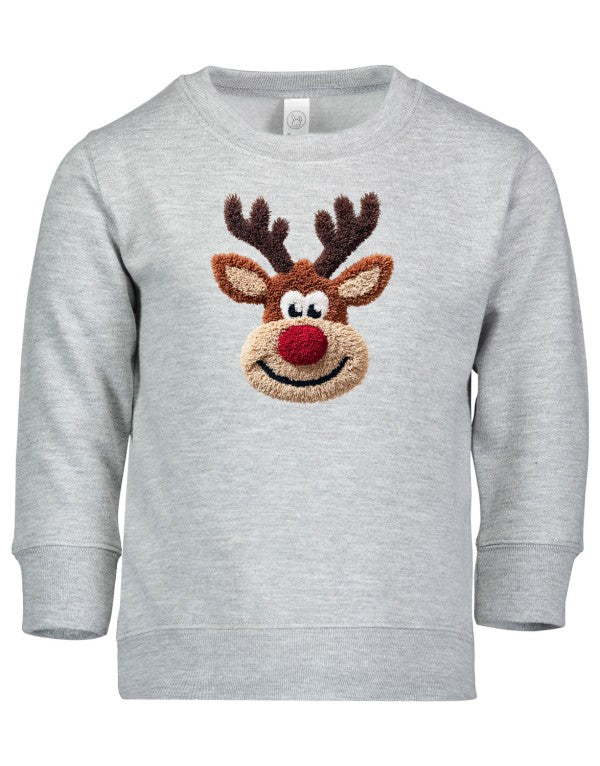 Crochet Reindeer Sweatshirt - Stylish Latch Hook Graphic Design - FamilyClothes