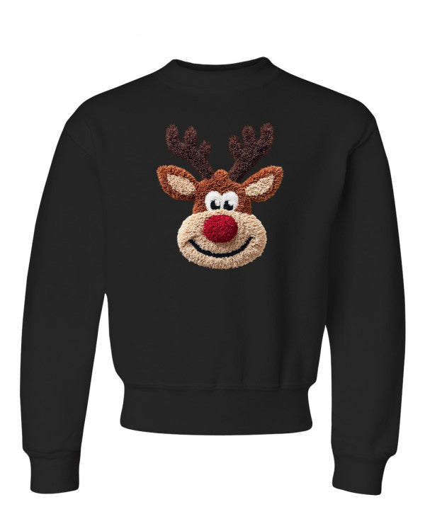 Crochet Reindeer Sweatshirt - Stylish Latch Hook Graphic Design - FamilyClothes