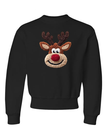 Crochet Reindeer Sweatshirt - Stylish Latch Hook Graphic Design - FamilyClothes