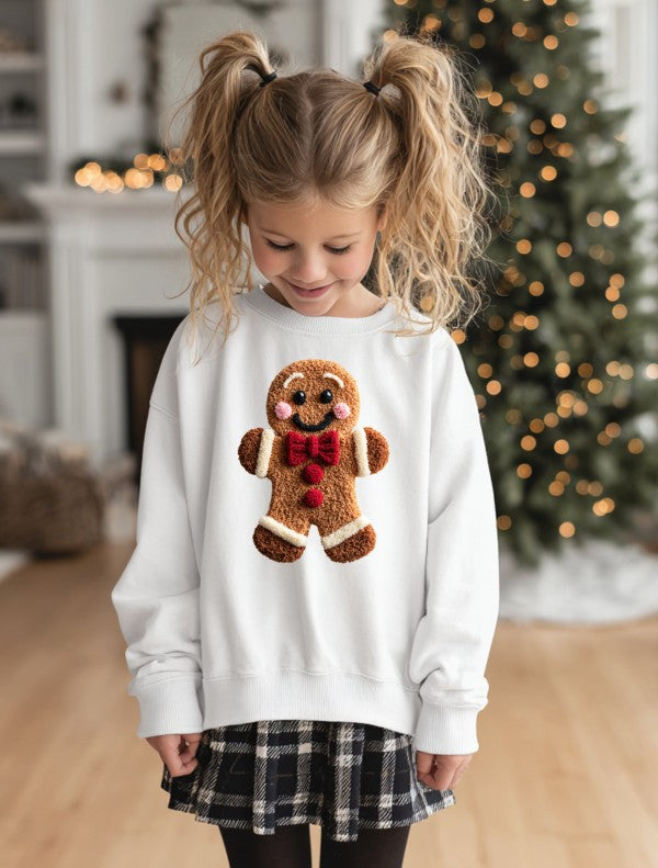 Latch Hook Youth Gingerbread Graphic Sweatshirt for Cozy Holiday Style - FamilyClothes