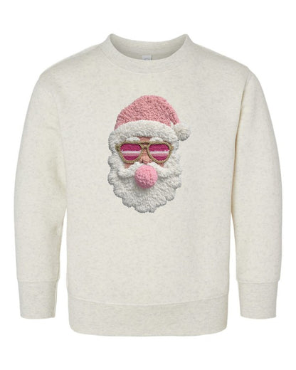 Latch Hook Santa Sweatshirt with Bubble Gum Graphic Design - FamilyClothes