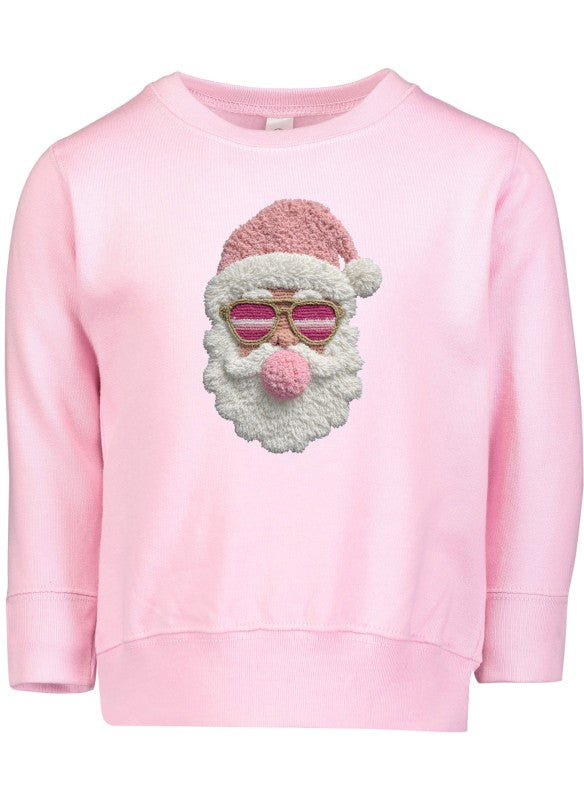 Latch Hook Santa Sweatshirt with Bubble Gum Graphic Design - FamilyClothes