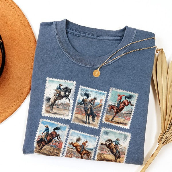 Vintage Rodeo Stamp Garment Dyed Graphic T shirt - FamilyClothes