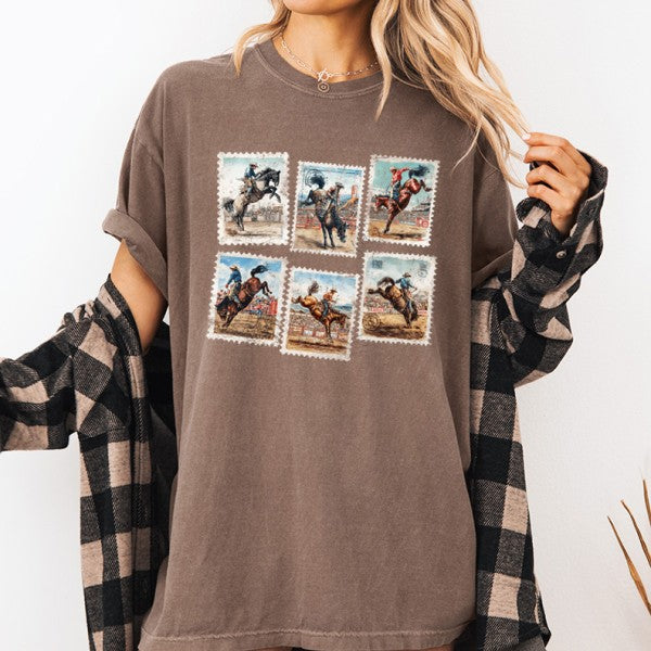 Vintage Rodeo Stamp Garment Dyed Graphic T shirt - FamilyClothes