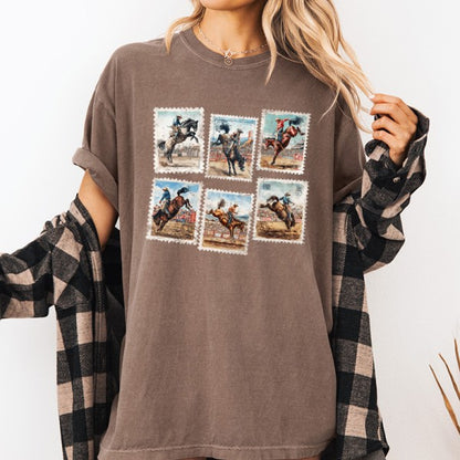 Vintage Rodeo Stamp Garment Dyed Graphic T shirt - FamilyClothes