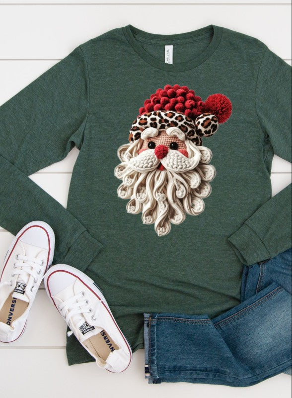 Latch Hook Santa Long Sleeve Tee - FamilyClothes