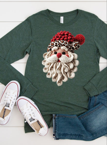 Latch Hook Santa Long Sleeve Tee - FamilyClothes